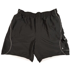 Nike‎ Shorts Mens Large Black Swim Trunks Lined Drawstring Pocket Athletic 8"